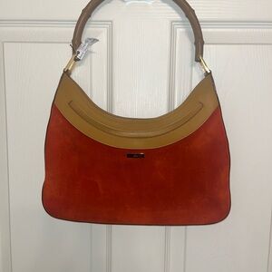 Gucci Jackie Suede Orange Bamboo Bag W/ COA
